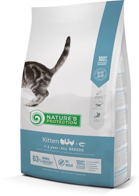 تصویر  غذای خشک Nature's Protection مدل Kitten مخصوص بچه گربه تهيه شده از گوشت طيور و میگو - 2 كيلوگرم