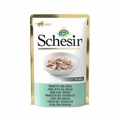 تصویر  پوچ Schesir مخصوص گربه بالغ تهیه شده از ماهی تن و ماهی پورگی در ژله - 85 گرم