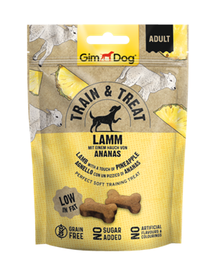 تصویر  تشويقی آموزشی Gim Dog مدل Train&Treat مخصوص سگ تهيه شده از گوشت بره و آناناس - 125 گرم