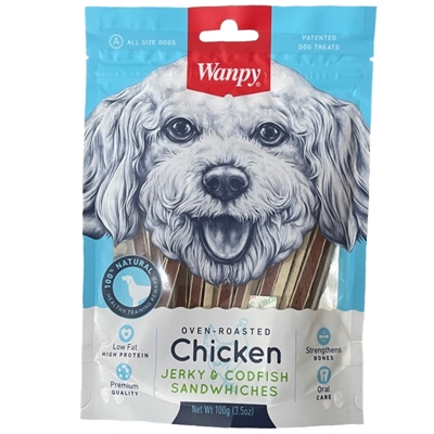 تصویر  تشویقی Wanpy مخصوص سگ تهیه شده از مرغ - ۱۰۰ گرم