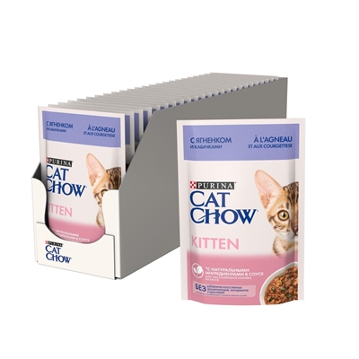 تصویر  پوچ گربه CatChow مدل Kitten مخصوص بچه گربه تهيه شده از گوشت بره - 85 گرم