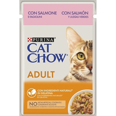 تصویر  پوچ گربه CatChow مدل Adult مخصوص گربه بالغ تهيه شده از ماهی سالمون - 85 گرم
