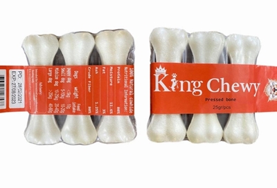 تصویر  تشويقی King Chewy مدل استخوان كلسيمی-فلورایدی مخصوص سگ 8 سانتی - پک 4 عددی 15 گرم