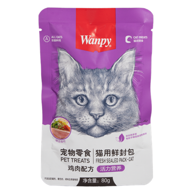 تصویر  پوچ Wanpy مخصوص گربه تهیه شده از گوشت مرغ و سبزیجات - 80 گرم