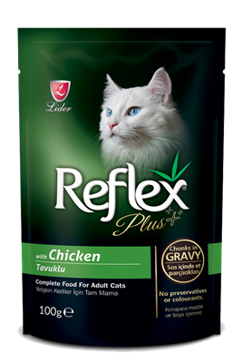 تصویر  پوچ Reflex Plus مخصوص گربه بالغ تهيه شده از گوشت مرغ - 100گرم