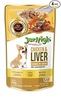 تصویر  پوچ Jerhigh مدل Chunk تهيه شده از مرغ و جگر در سس مخصوص سگ بالغ - 120 گرم