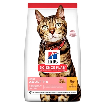 تصویر  غذای خشک Hill`s مدل Light Adult تهيه شده از مرغ مخصوص گربه های 1  تا 6 سال - 1.5 كيلوگرم