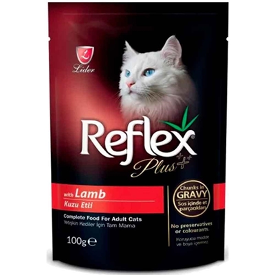 تصویر  پوچ Reflex Plus تهيه شده از گوشت بره مخصوص گربه بالغ - 100 گرم