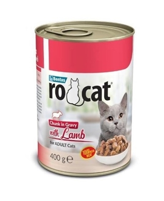 تصویر  كنسرو RoCat مدل چانک تهيه شده از گوشت بره در سس  مخصوص گربه بالغ - 400 گرم