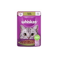 تصویر  پوچ گربه Whiskas  تهيه شده از گوشت بره در ژله مخصوص گربه بالغ - 85 گرم