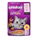 تصویر  پوچ گربه Whiskas مدل Tasty Mix تهيه شده از ماهی سالمون و هویج در سس مخصوص گربه بالغ - 85 گرم