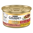 تصویر  کنسرو گربه Gourmet Gold تهیه شده از مرغ و سالمون در سس مخصوص گربه بالغ - 85 گرم