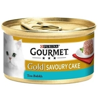 تصویر  کنسرو گربه Gourmet Gold مدل Savoury cake تهیه شده از ماهی تن مخصوص گربه بالغ - 85 گرم