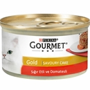 تصویر  كنسرو گربه Gourmet Gold مدل Savoury cake تهيه شده از گوشت گاو و گوجه فرنگی مخصوص گربه بالغ - 85 گرم